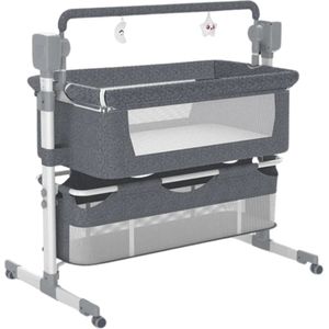 vanBoni Co sleeper Elektrische schommelfunctie & afstandsbediening - Wieg - Baby Bed - Aanschuifbedje met Muziek & Muggennet - Kinderbedje - Babywieg - Grijs