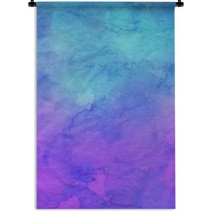 Wandkleed Waterverf Abstract - Abstract werk gemaakt van waterverf met paarse en blauwe kleuren Wandkleed katoen 60x90 cm - Wandtapijt met foto