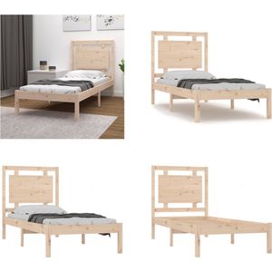 vidaXL Bedframe massief hout 100x200 cm - Bedframe - Bedframes - Eenpersoonsbed - Bed