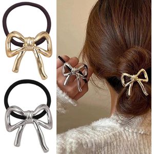 Haarelastiekjes met metalen strik - 2 stuks - Goud-Zilveren strik - Voor meisjes