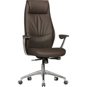 Rootz XXL directiestoel - bureaustoel - stoel van echt leer - comfortabele brede rugleuning - verstelbaar 3-traps synchroonmechanisme - anti-schokfunctie - 58 cm x 67 cm x 117-125 cm