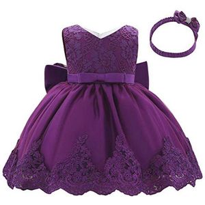 Schattige meisjesjurk met kant en hoofdband voor verjaardagsfeest en bruiloften