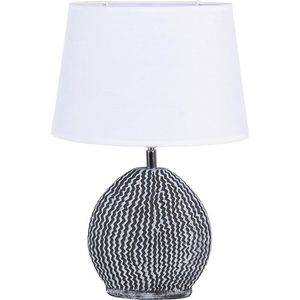 Clayre & Eef Tafellamp 26x19x38 cm Wit Grijs Kunststof Ovaal Bureaulamp