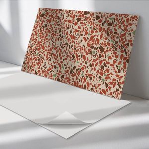 Wallfluent Vinyl Wandpaneel - Abstract steenpatroon Zelfklevend Wandpaneel - 120 cm x 60 cm - Rood PVC wandpaneel - Set van 1 - Rechthoekig Wandbekleding Vinyl - Texturen Wandpaneel - PVC Muurpaneel - Wandpaneel Keuken en Badkamer