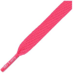 Mr. Lacy - Schoenveters - Veters - Sneakerveters  - Flatties - Plat - Neon Roze - Veterlengte 130 cm – Breedte 10 mm