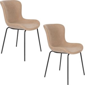 Feliz Lifestyle Junzo Rib Eetkamerstoelen Taupe - Set van 2