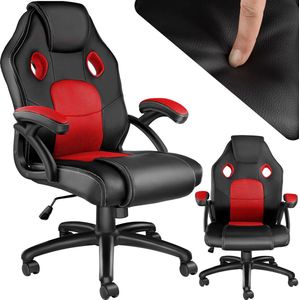 tectake® - Bureaustoel burostoel racingstoel gamestoel - Mike - zwart/rood - 403452