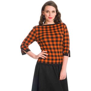 Dancing Days Gebreide trui -XL- HOUNDSTOOTH KNIT Oranje