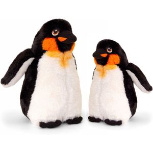 Keel Toys pluche Keizer pinguin knuffeldieren - wit/zwart - staand - 20 en 25 cm