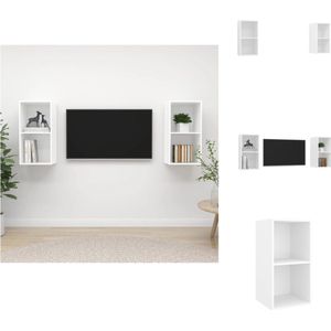 vidaXL Televisiewandmeubelen - Set van 2 - 37 x 37 x 72 cm - Wit hout - Kast