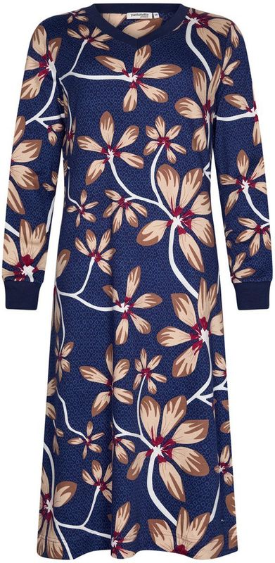 Pastunette Premium - Nachthemd - Blauw - Midnight Bloom - Katoen - Interlock