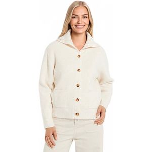 Warm geribd vest met knopen van wol en gerecyclede vezels