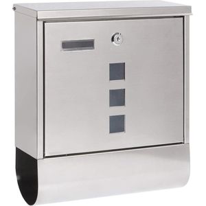 Waterdichte wandbrievenbus van roestvrij staal met stevig sleutelslot - waterdicht - roestvrij staal - zilver - 12x13x30 cm
