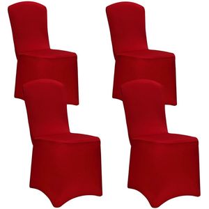 Stoelhoes Set van 4 - Stretch Kreukvrij - Bordeaux Rood