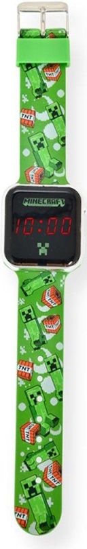 Accutime - LED Kinderhorloge - Groen - Minecraft Design - Digitale Klok - 38 mm
