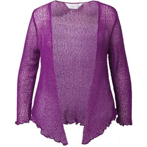 MIAMODA - Dames - Jasje elastische slim fit openingen golvende randen - Bes - Maat 42+