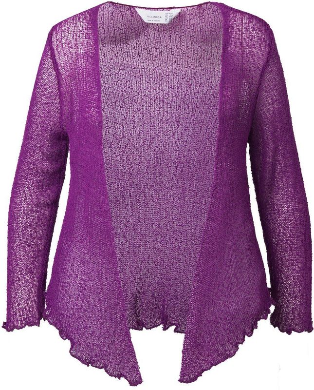 MIAMODA - Dames - Jasje elastische slim fit openingen golvende randen - Bes - Maat 42+