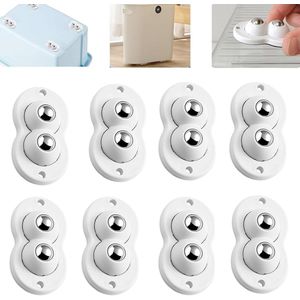 8 Stuks Mini Meubelwielen met 2 Stalen Kogels 360 Graden Kleine Kogelwielen Voor Meubels Zelfklevend Apparatenwielen Voor Afvalbakken Opbergdozen Kleine Meubels