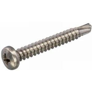 Plaatschroef. 4.8 x 25mm. lang. Zelfborend. Cilinderkop .Verzinkt. 35 stuks Parkers. Ifix.
