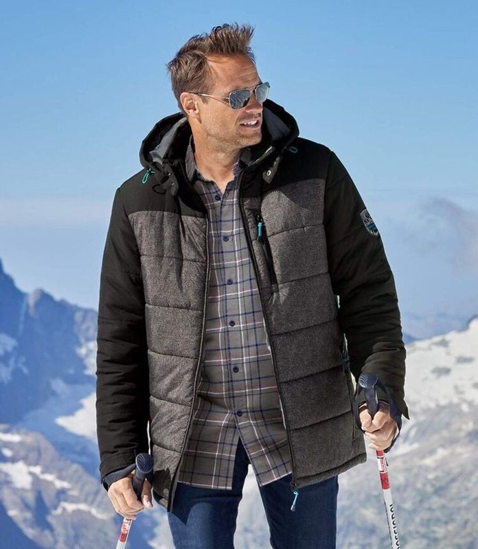 ATLAS FOR MEN - Tweekleurige gewatteerde winterjas - Heren - Verkrijgbaar in grote maten - 4XL
