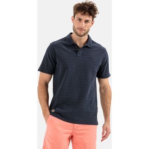 camel active Poloshirt met korte mouwen in een tonaal streeppatroon - Maat menswear-S - Donkerblauw