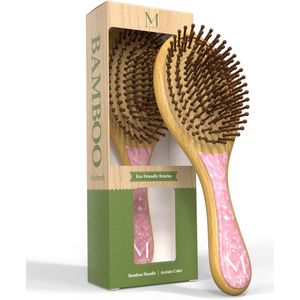 Moonie - Bamboe Haarborstel - Rond - Anti-klit - Acetaat - Roze