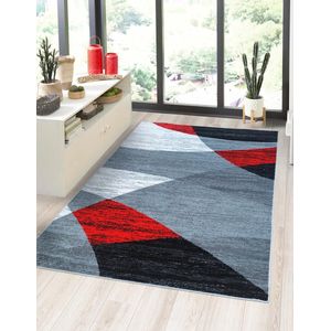 Flycarpets Verona Modern Vloerkleed Rood / Grijs / Zwart - Laagpolig - Tapijt - 160x230 cm