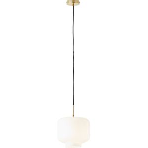 Brilliant Kleon hanglamp 1-vlammig wit/messing geborsteld, glas/metaal, 1x A60, E27, 40 W