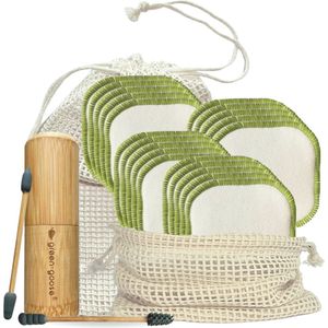 20 Wasbare Wattenschijfjes - Herbruikbare Make up Pads met 2 Waszakjes - +GRATIS herbruikbare Wattenstaafjes set - Zero Waste Producten - Duurzame Bamboe Wattenschijven