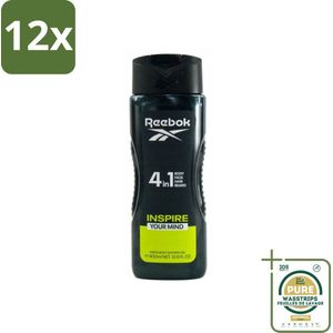 Reebok - Inspire Your Mind - Douchegel - 4 in 1 - 400 ml - Voordeelverpakking - 12 stuks - Mannen douchegel - Verfrissende geur