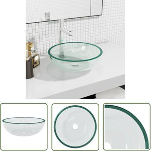 The Living Store Wasbak 35x12 cm gehard glas transparant - Badkamerspiegel - Wastafel - Badkamervloeren - Badkamermeubels - Glazen Wastafel