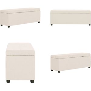 vidaXL Bankje met opbergvak 116 cm polyester crème - Bank - Banken - Bankje - Bankjes
