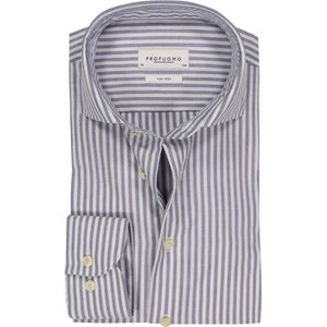 Profuomo - Peached Stripes - Overhemd - Lichtblauw - Flanel