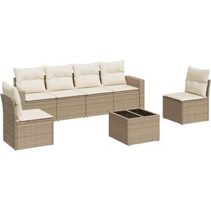vidaXL 7-delige Loungeset - Poly Rattan - Beige