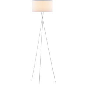 Home Sweet Home - Moderne Vloerlamp - Wit Stoffen Lampenkap en metalen Staande lamp - 53/53/138 cm - Inclusief LED E27 Lichtbron 9W 806Lm - voor Woonkamer en Slaapkamer - Met Voetschakelaar