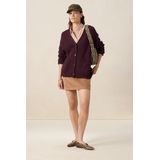 Sissy-Boy - Donkerrood Vest - V-hals - Lange Mouwen - Knoopsluiting