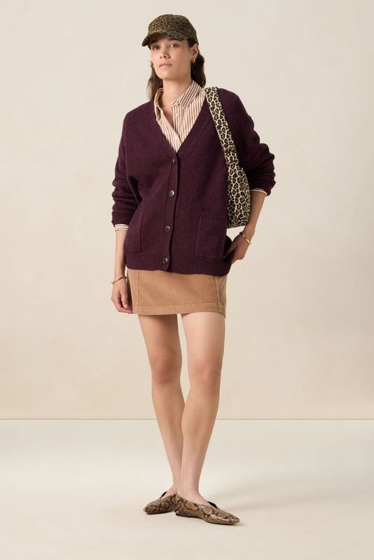 Sissy-Boy - Donkerrood Vest - V-hals - Lange Mouwen - Knoopsluiting