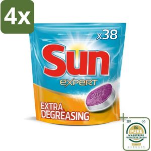 Sun Expert - Vaatwastabletten - Extra Ontvettend - 38 Tabletten - Voordeelverpakking - 4 stuks - Ontvettende vaatwastabletten - Vaatwasser schoonmaak