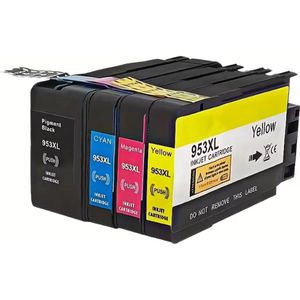 953XL Zwart + 953XL Blauw + 953XL Rood + 953XL Geel Geschikt voor HP 955XL inktcartridges hp7720 7730 7740 953XL 8720 8730 printercartridges