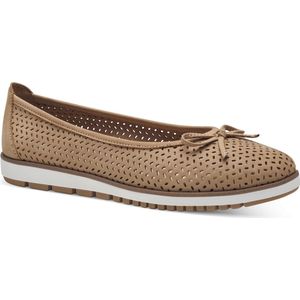 Ballerina - Bruin - Leer en Textiel - Geperforeerd Ontwerp