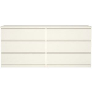 Noulan commode 6 lades witte essenhout decor.
