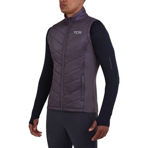 TCA Mannen Excel Hardloper Wandelen Wandelen Lichtgewicht Thermisch Gewatteerd Gilet met Ritszakken - Grijs, S