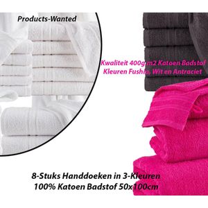 8-Stuks Handdoeken in 3-Kleuren 100% Katoen Badstof 50x100cm