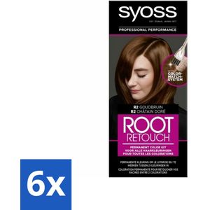 Syoss - Haarverf - Uitgroeiset - R2 Goud Bruin - 1 Haarkleuring - Voordeelverpakking - 6 stuks