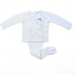 Mac Ilusion Gebreid Baby Pakje 2-dlg | 9606 | Wit / blanco| Zomer | Met Voetjes |Newborn | maat 50
