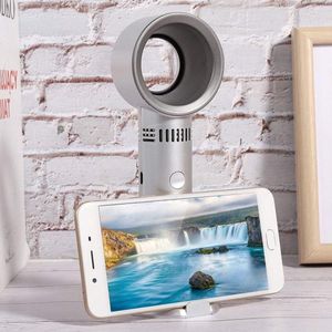 Handventilator oplaadbaar USB niet-blade draagbaar - kleine zakventilator afneembare sokkel - instelbaar viergeneratie voor thuis en buiten zilver .