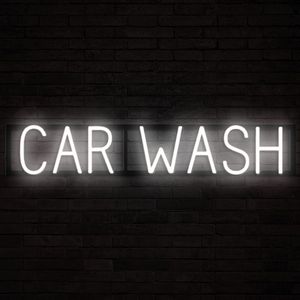 CAR WASH - Lichtreclame Neon LED bord verlicht | SpellBrite | 83,85 x 16 cm | 6 Dimstanden & 8 Lichtanimaties | Reclamebord neon verlichting