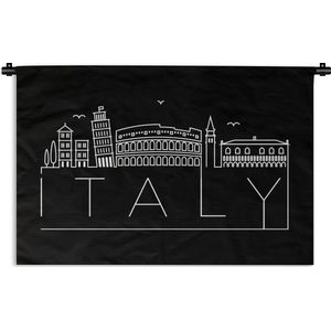 Wandkleed Wereldsteden - Stadsaanzicht Italy met een zwarte achtergrond Wandkleed katoen 150x100 cm - Wandtapijt met foto