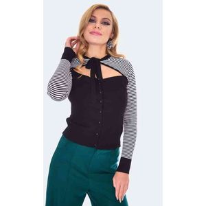 Voodoo Vixen - Cut Out Striped Cardigan - L - Multicolours