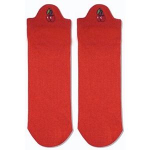 Rode enkelsokken met kersenmotief – Grappige sokken voor Dames & Heren – Maat 37-42